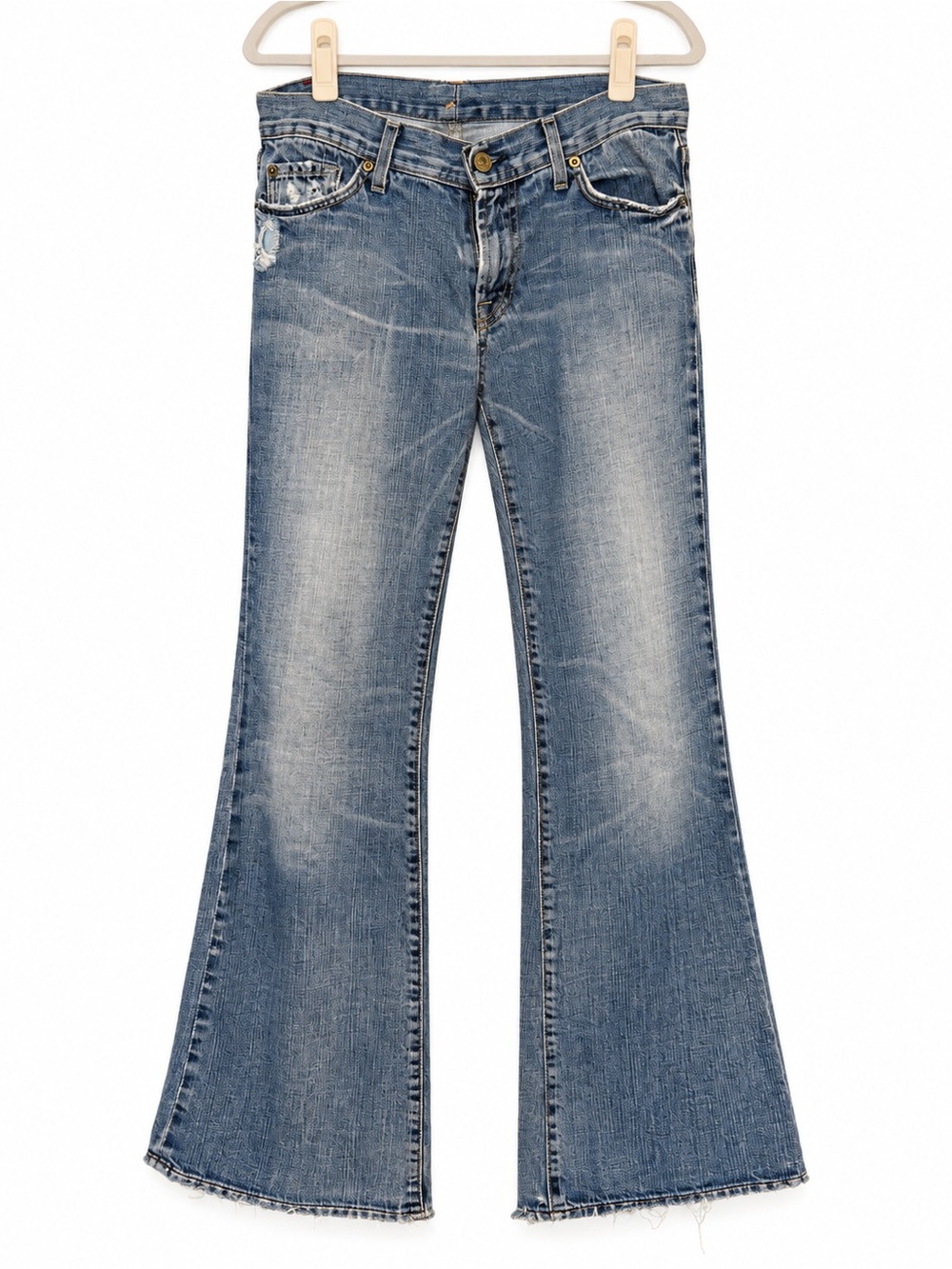 7 For All Mankind Vintage Y2K A Pocket Low Rise Flare Jeans 27 32 Inseam